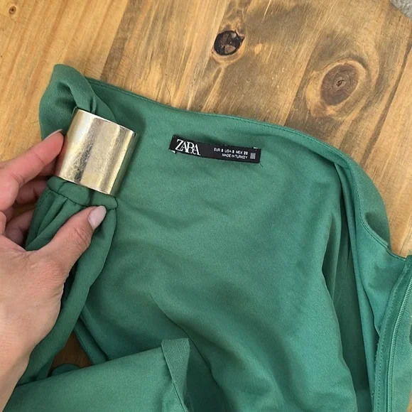 Zara Golden Appliqué Cut Out Asymmetrical Dress size S - Picture 6 of 9